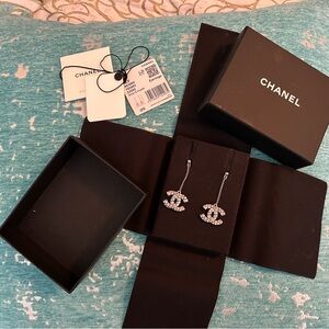 CHANEL Crystal Dangle Earrings